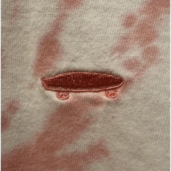 Vans Shirt Womens Large Pink White Tie Dye Skateboard Embroidered Crop Top Tee - Picture 3 of 11